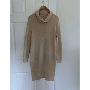 Lauren Ralph Lauren Tan Long Sleeve Cowl Neck Sweater‎ Dress Size L Shift Casual